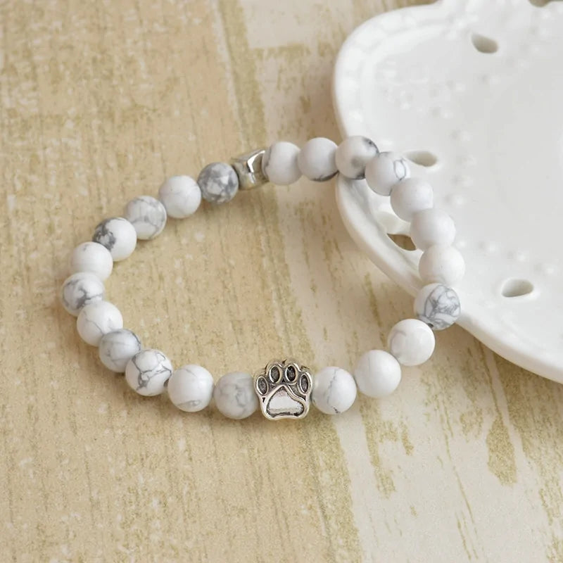 Paw Charm Stone Bracelet