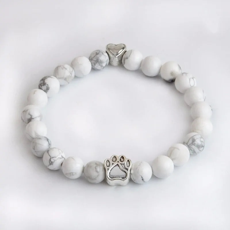 Paw Charm Stone Bracelet