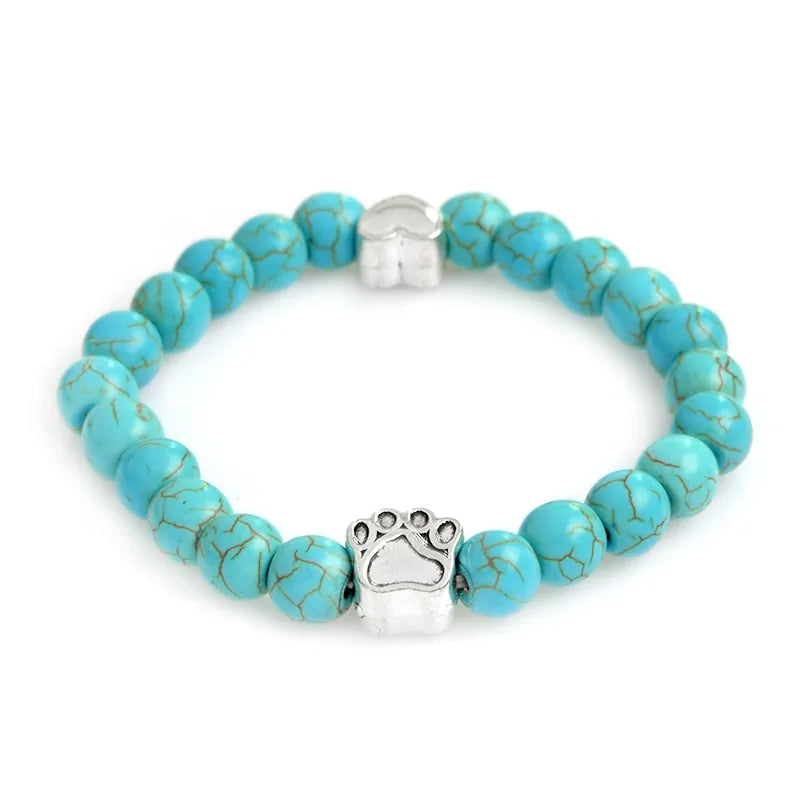 Paw Charm Stone Bracelet