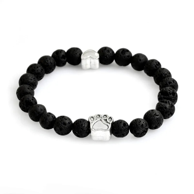 Paw Charm Stone Bracelet