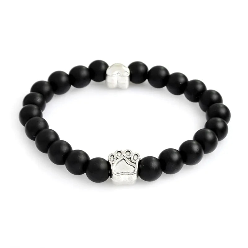 Paw Charm Stone Bracelet